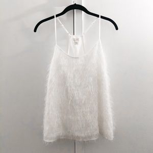 J. Crew White Fuzzy Sparkle Camisole